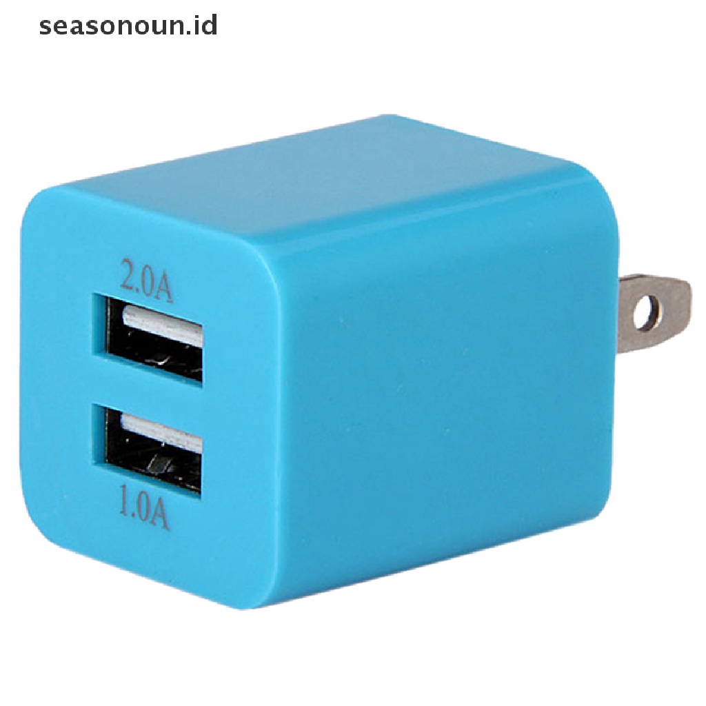 Seasonoun Color 2port USB Output 5V Colokan Charger Dinding Travel Power Adapter Telepon.