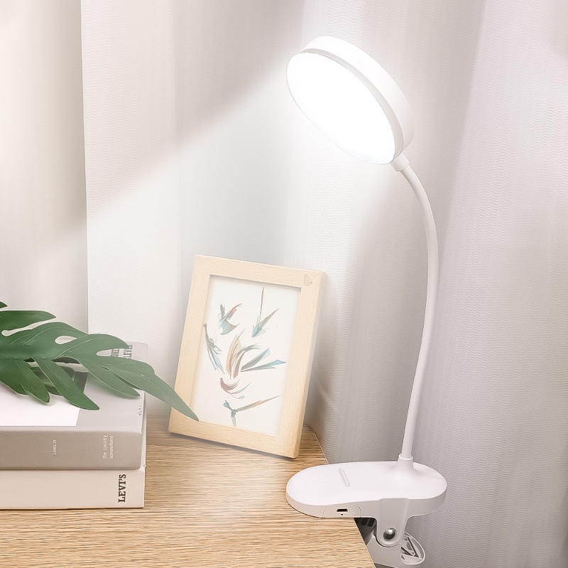 1pc Kreatif 360derajat Ditekuk Lampu Meja Clip-on/3Gears Kecerahan Adjustable Lampu Baca Perlindungan Mata/Lampu Samping Tempat Tidur Portabel Bertenaga USB