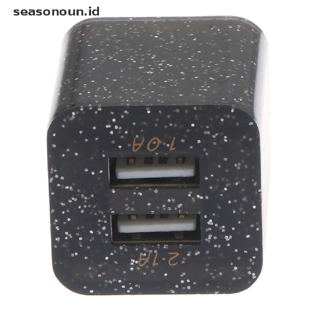 Seasonoun Color 2port USB Output 5V Colokan Charger Dinding Travel Power Adapter Telepon.