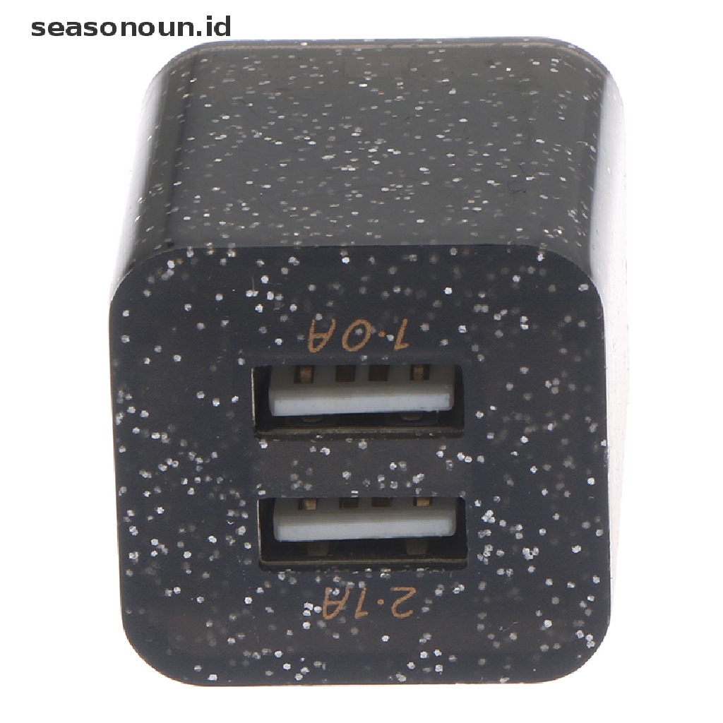 Seasonoun Color 2port USB Output 5V Colokan Charger Dinding Travel Power Adapter Telepon.