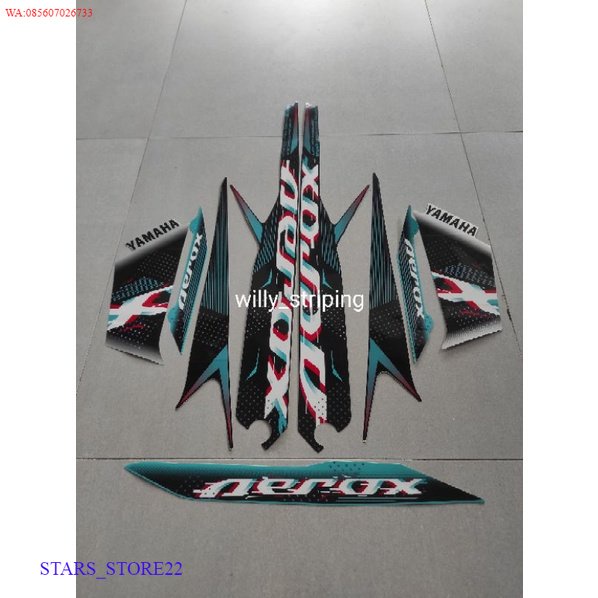 (ORI) Striping sticker lis body yamaha all new aerox 155 connected 2022 2023 silver biru cyan KUALIT