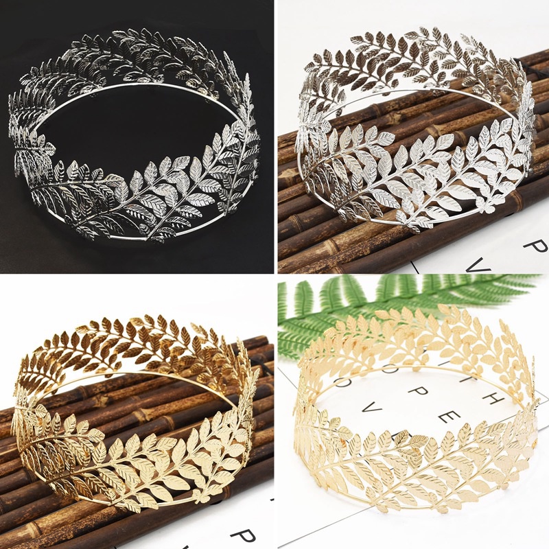 Bando Daun Pengantin Baroque Gold Leaves Hollow Hairband Alloy Headband Untuk Wanita Pernikahan