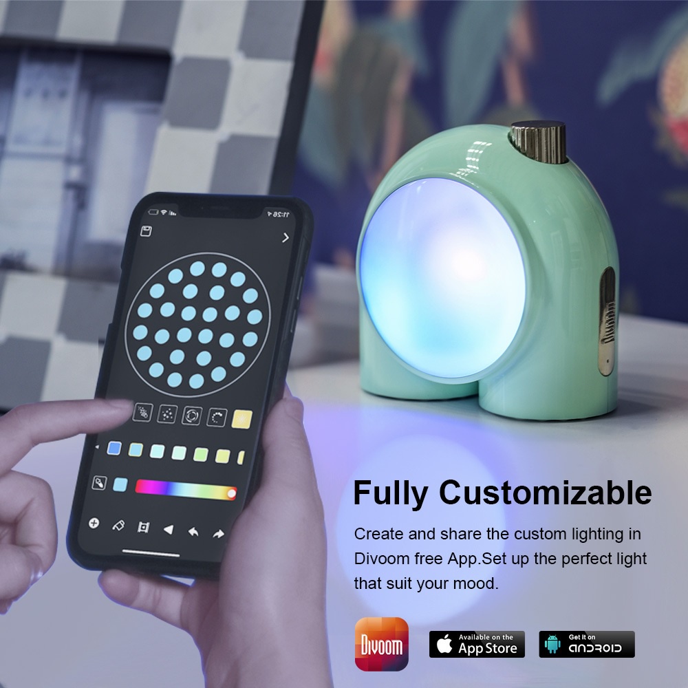 DIVOOM Planet-9 - Customizable DIY Smart Mood Lamp - 2500mAh Battery - Lampu Hias Bisa Berubah Warna - Produk Terbaru dari DIVOOM