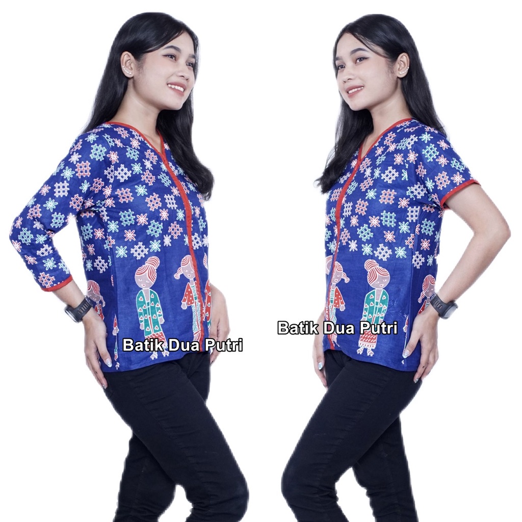 Batik Wanita Modern Blouse Atasan Wanita Baju  Simple Motif boneka