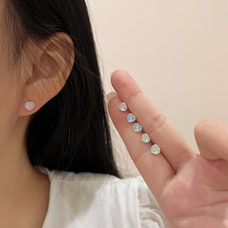 3pasang/set Gadis Fashion Jantung Stud Earrings Set Berlian Imitasi Stud Earrings Set