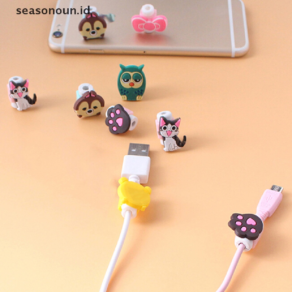 Seasonoun 4xCartoon charging cable protector cute cord protection cover organizer Kawat.