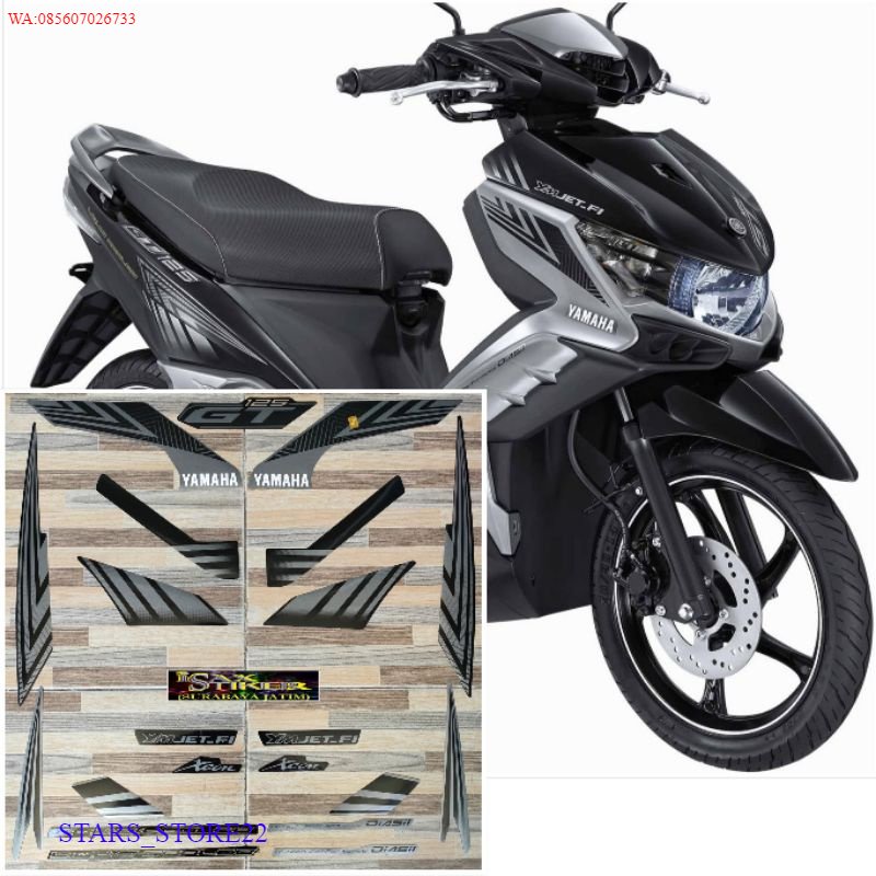 (ORI) striping original Yamaha Xeon GT 125 hitam silver tahun 2014 2015 KUALITAS ORIGINAL PABRIK