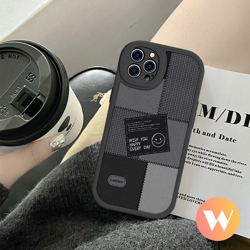 REDMI Case Pasangan TPU Lembut Smiley Lucu Redmi10 9C 10A 10C 9T 9 9A Note9 9s 11s 10 8 11 9Pro 10s 10Pro 11Pro+8Pro Mi 12 11 Lite 11T PO CO X3 NFC Pro M3 Ins Jahitan Sarung Label Hitam