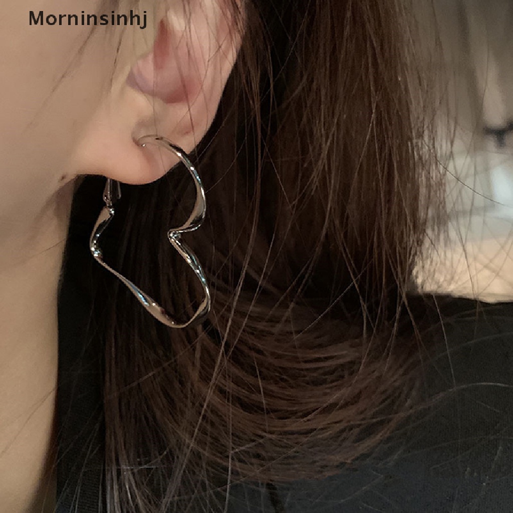 Mornin Anting Hoop Hati Untuk Wanita Punk Cinta Besar Earring Sederhana Berongga Logam Warna Emas Perak Perhiasan Femme Jewellery id