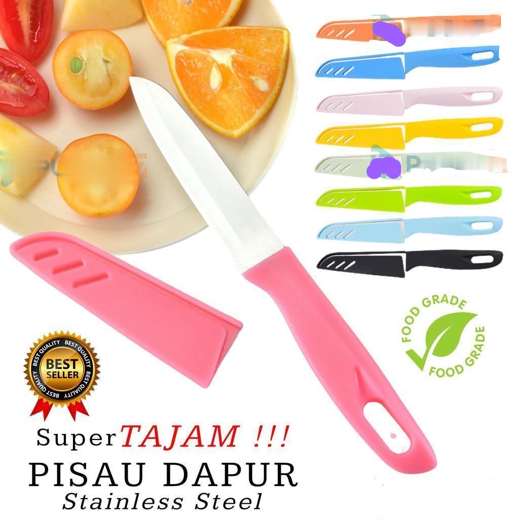 PISAU DAPUR STAINLESS PISAU SAYUR KUPAS BUAH / PISAU SARUNG WARNA PISAU TALENAN DAPUR SET MURAH