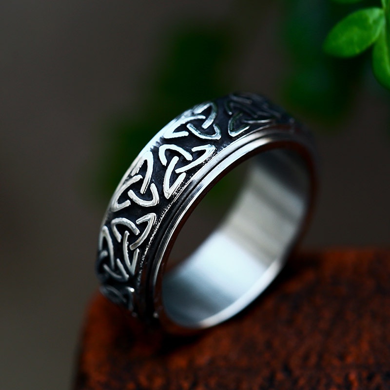 Gothic Retro Totem Pria Punk Fashion Perhiasan Perak Baja Titanium Pertunangan Pernikahan Rings