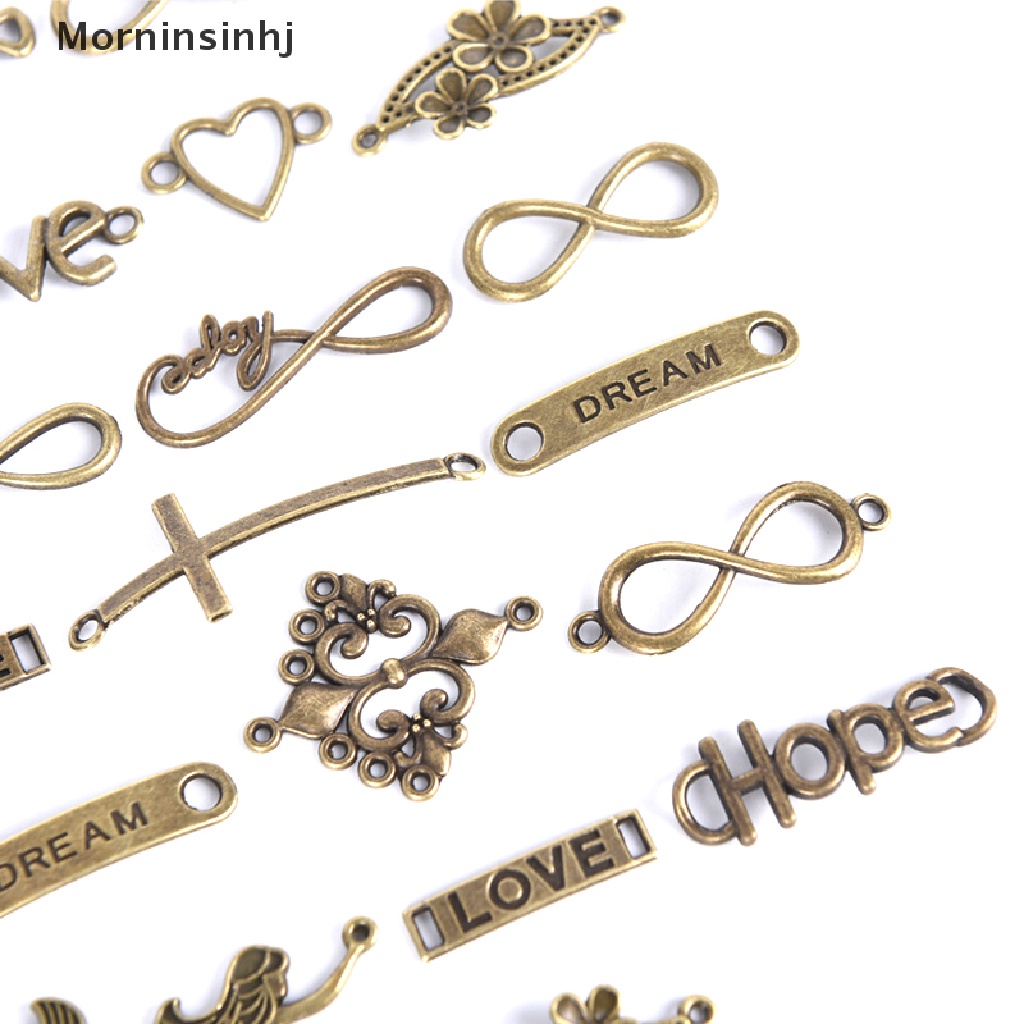 Mornin 50X Konektor Antik Infinity Cross Huruf Ch Liontin Temuan Perhiasan DIY id