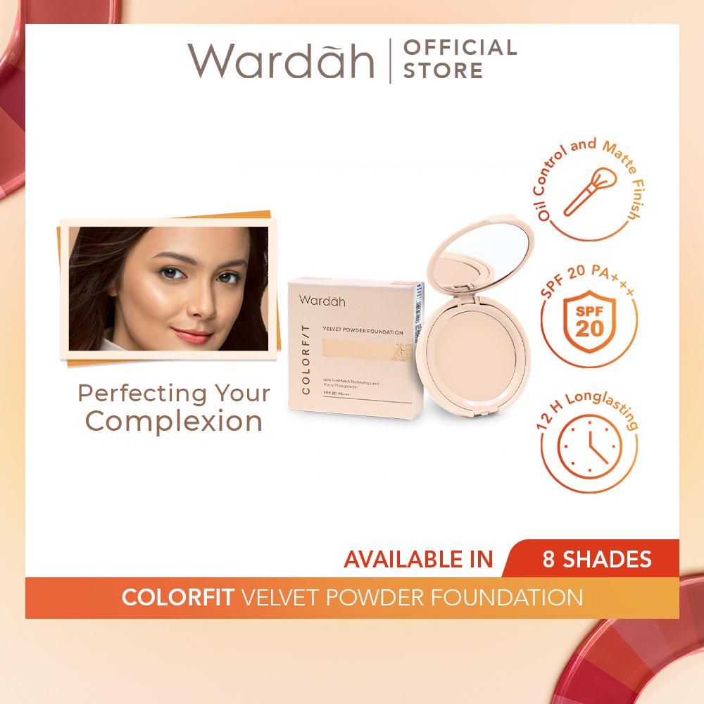 Wardah Colorfit Velvet Powder Foundation Refill 11 g - Bedak Padat Dengan SPF 20 dan Oil Control 12 Jam Hasil Matte