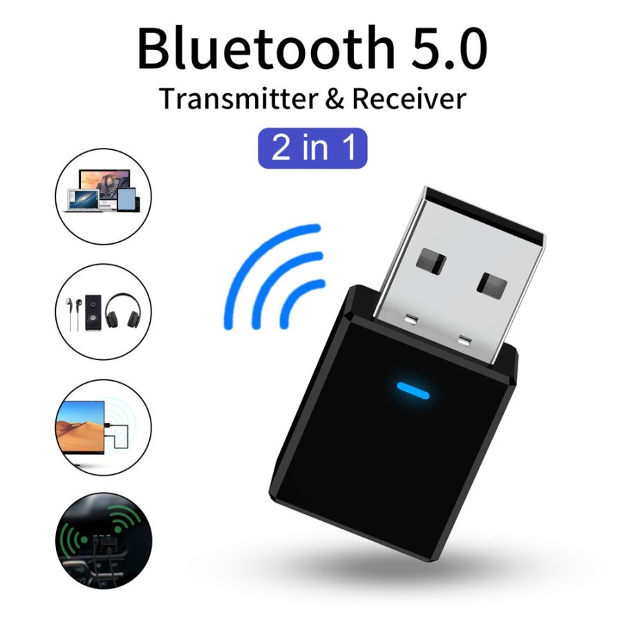 Audio Bluetooth 5.0 Adapter Transmitter &amp; Receiver 2in1 murah