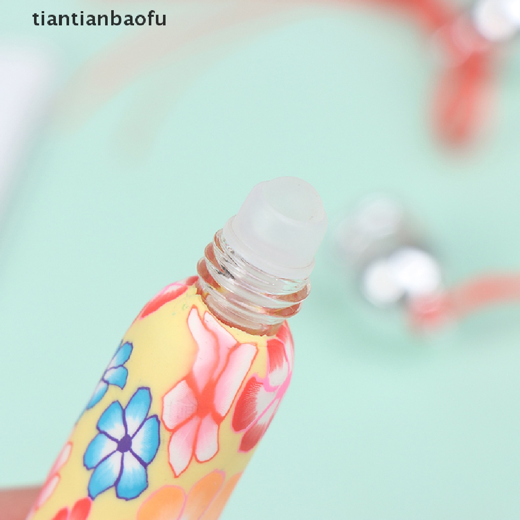 [tiantianbaofu] 5Pcs 10ml Glass Roll On Bottles Empty Polymer Clay  Roller Bottle Boutique