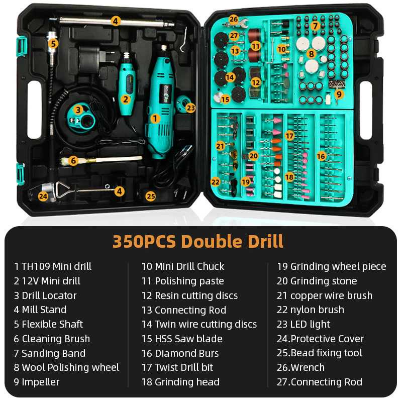 (BISA COD) FTIHSHP Dutoofree Die Grinder Set Grinder &amp; Polisher Cutting Electric 350 PCS - DG350