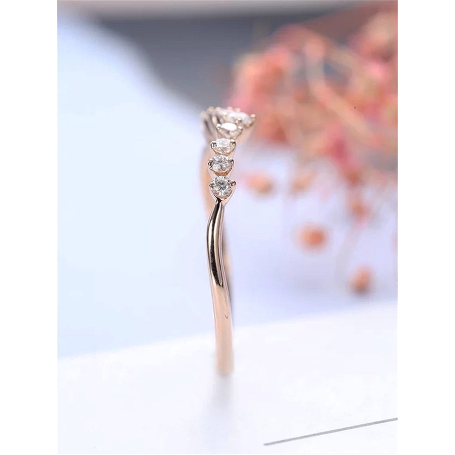 Goldkingdom Fashion Perhiasan Aksesoris Ready Stock Baru Terlaris 18 K Rose Gold Berlian Bertatahkan Cincin Eropa Dan Amerika Fashion Pertunangan Cincin Ekor Cincin Perempuan.