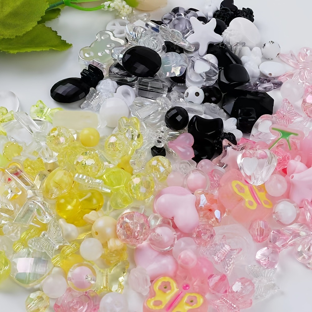 1pak/50g Warna Akrilik Transparan Gelang Gantung Manik-Manik Diy/30-50 Pcs Manik-Manik Campur Warna Sama/Tas Bahan Perhiasan Untuk Liontin Diy &amp; Rantai &amp; Kalung Ponsel