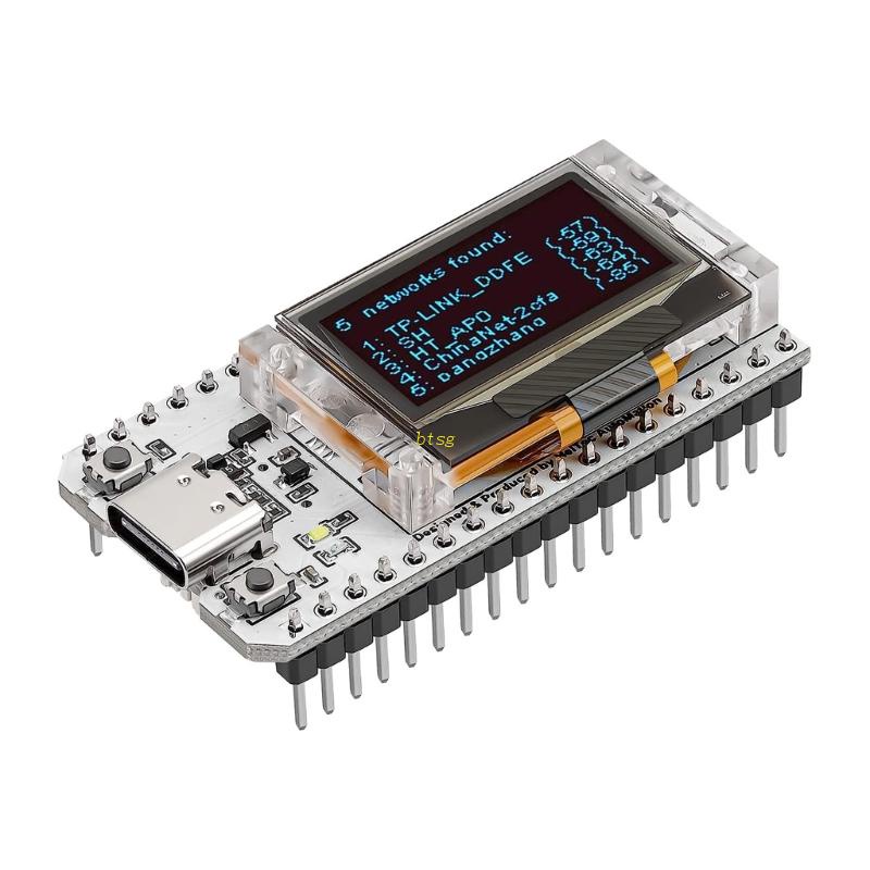 Btsg ESP32 Papan Pengembangan Upgraded 8MB Flash WiFi, ESP32 OLED 0.96 Inch OLED Display CP2102 Internet Untuk