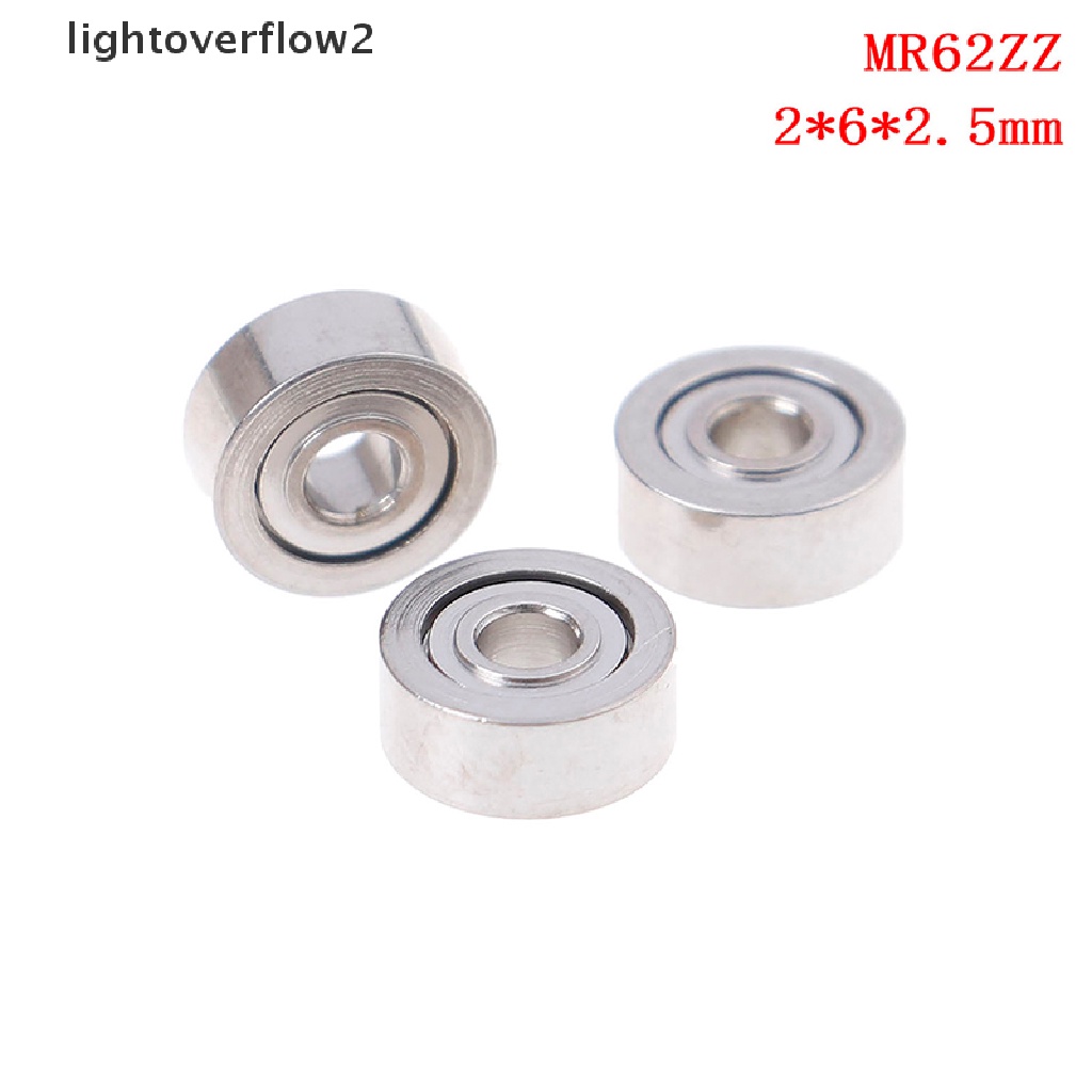 [lightoverflow2] 10pcs MR62ZZ (2x6x2.5mm) metal Terlindung Presisi Bola Bearing mini Bearing [ID]
