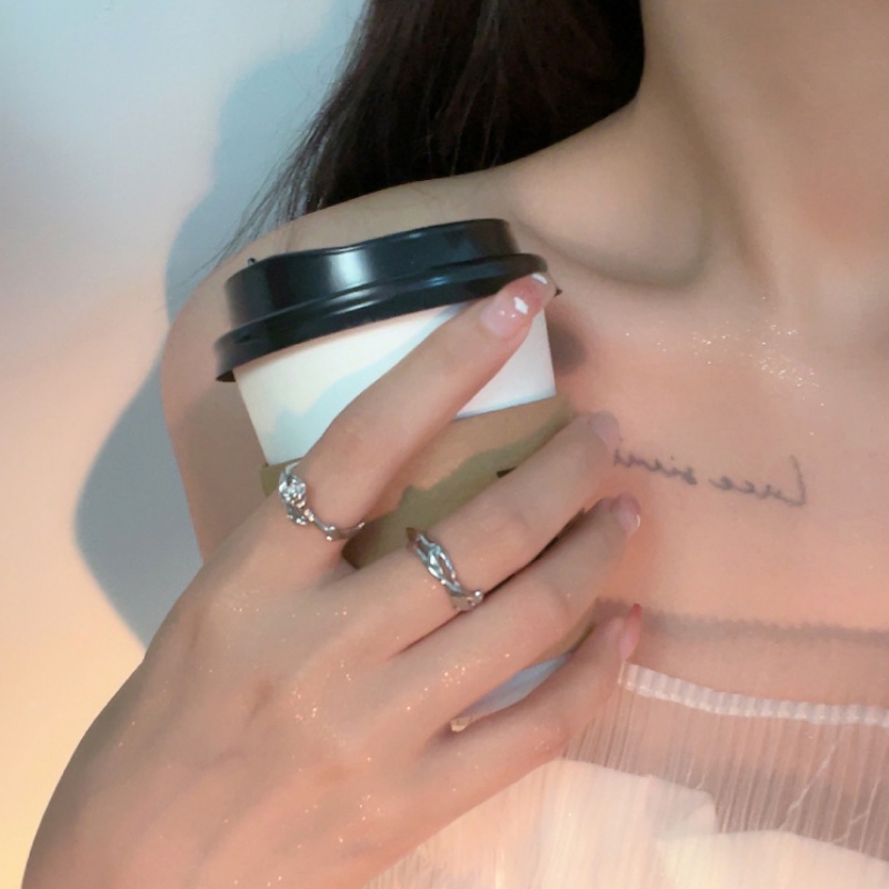 Kami Bunga Tren Perak Thistles Duri Rose Rings Untuk Wanita Pria Unisex Fashion Geometris Pasangan Cincin Set Pecinta Jari Perhiasan Hadiah