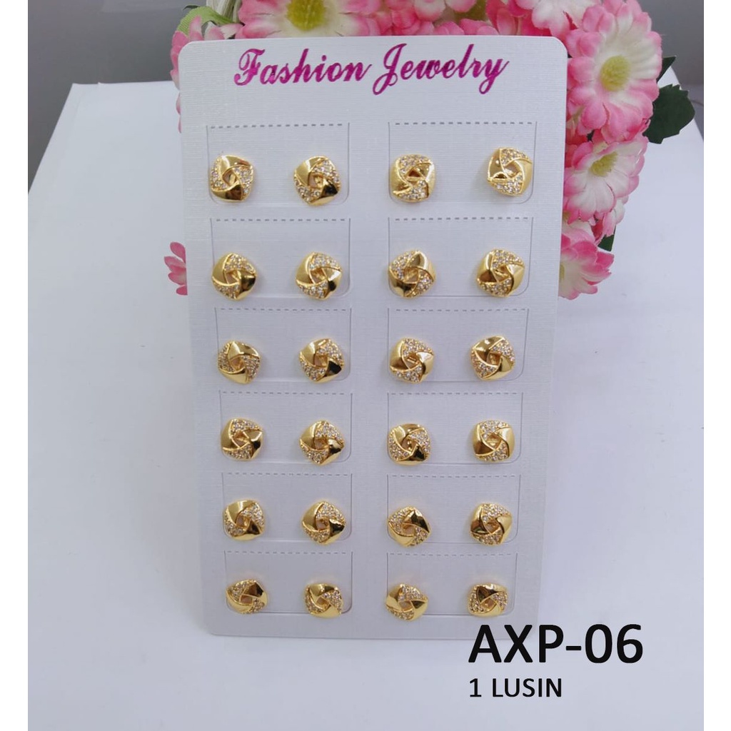 [1 LUSIN] ANTING XP TINDIK GOLD EMAS SPIRAL DIAM TERMURAH / DUNIA GELANG TERBARU