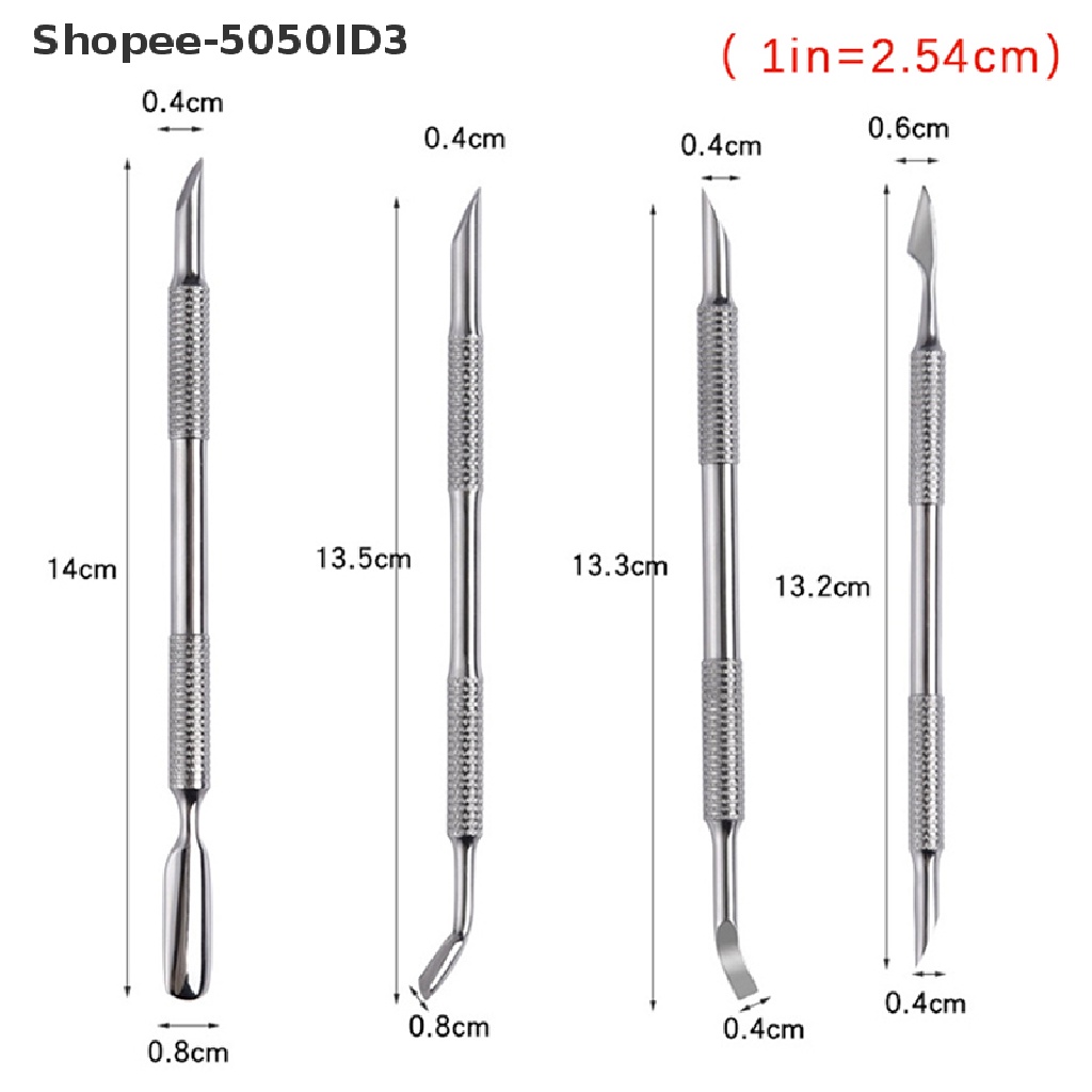[HOT] 1pcs Nail Art Dual End Stainless Steel Cuticle Pusher Spoon Penghilang Kulit Mati [ID]
