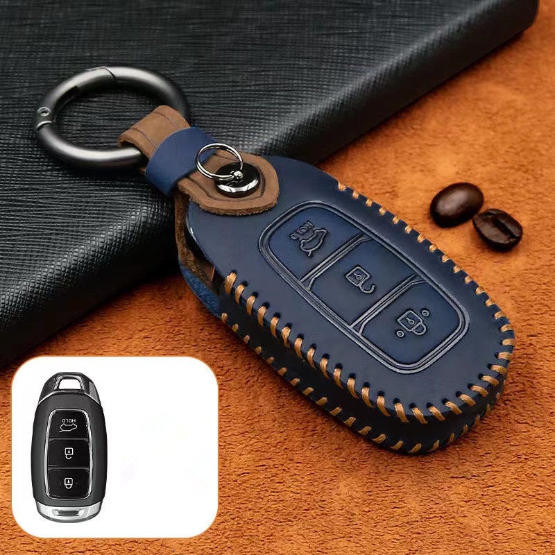 Keyless Remote Car key Leather Protection Cover Casing key case Untuk Hyundai Ioniq hybrid Elantra Tucson Reina Santa fe Kona Accen