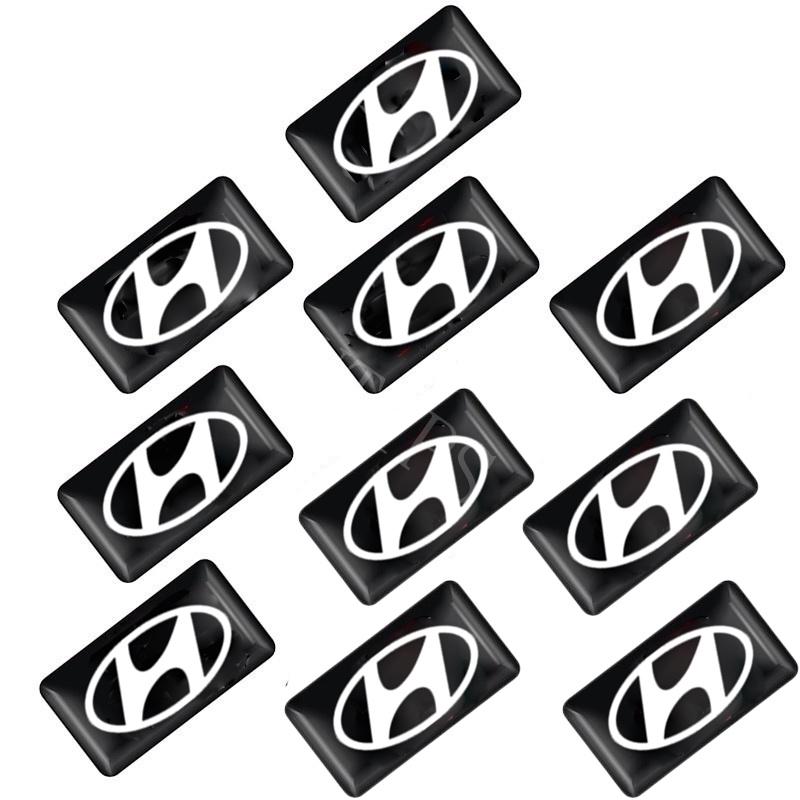 Hyundai 10Pcs 3D Stiker Mobil Setir Pintu Jendela Saklar Tombol Lencana Dekorasi Cocok Untuk Getz Aksen Atoz i20 Trajet H1 i10 Kona Santa Fe