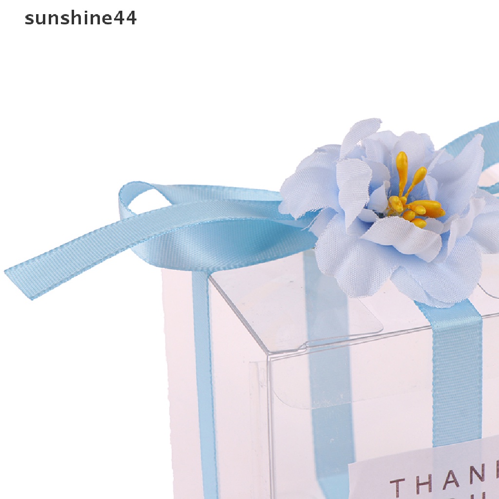 Sunshine 5Pcs Thank You Tas Kado Transparan Pita Bunga Artificial Souvenir Pernikahan ID