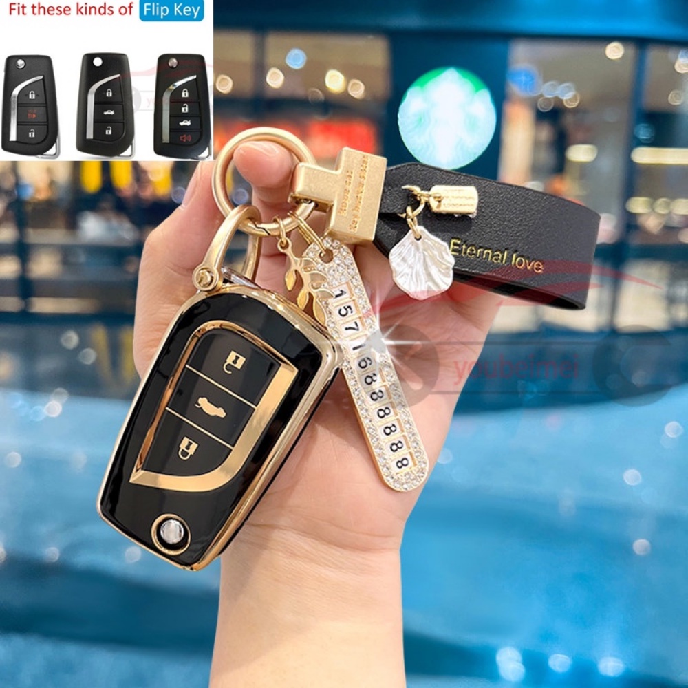 Tpu Gold Edge 2022baru Toyota Smart Key Car Remote Key Cover Case Untuk Toyota All New Fortuner 2022 Fortuner GR Fortuner Legender Sigma4 Camry