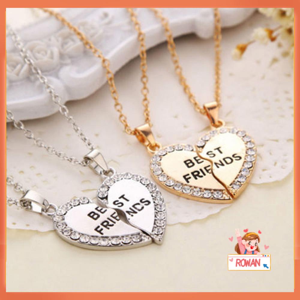 R-flower 2PCS Bff Kalung Fashion Berlian Imitasi Perak/Lapis Emas Persahabatan