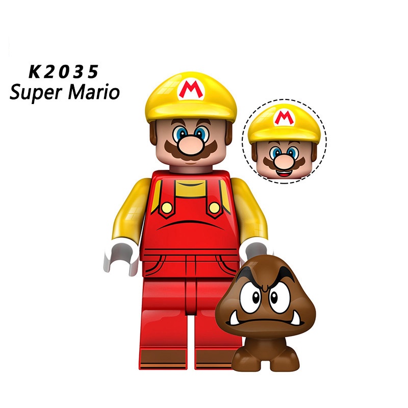 Topi Super Mario Series Merah, Hijau, Kuning, Ungu Dan Putih Topi Hijau Mainan Anak Rakit Partikel Blok Bangunan