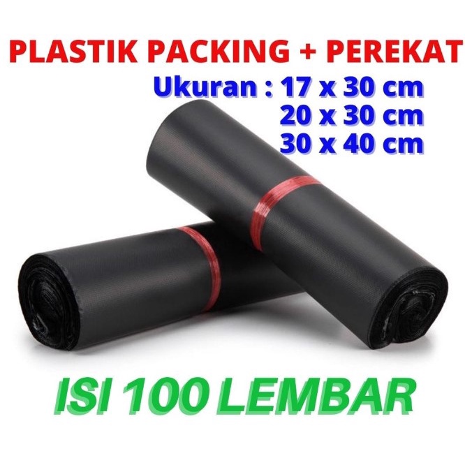 100 PCS PLASTIK POLYMAILER UKURAN 30x40 - 100 LEMBAR PLASTIK PACKING ONLINE SHOP HITAM DENGAN LEM