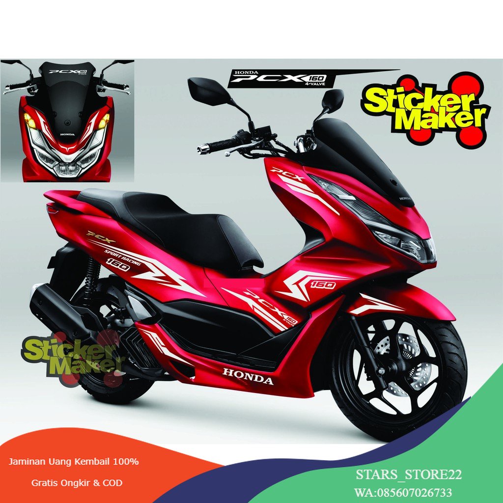 STRIPING CUTTING STIKER HONDA PCX 160 PCX 150 DESAIN 2023 SPORTY honda   merah