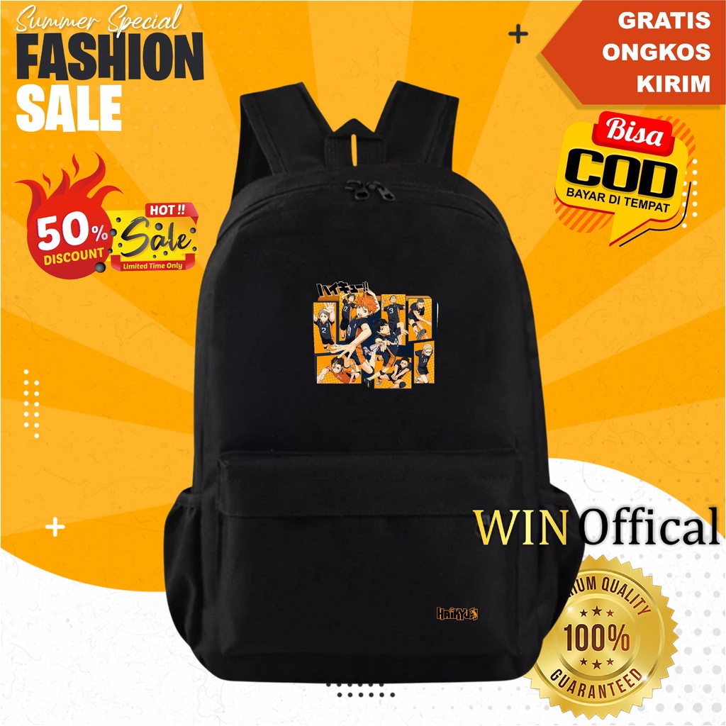 Tas Ransel Anime Haikyuu Tebaru Bahan PVC Karakter Kartun Tas Punggung