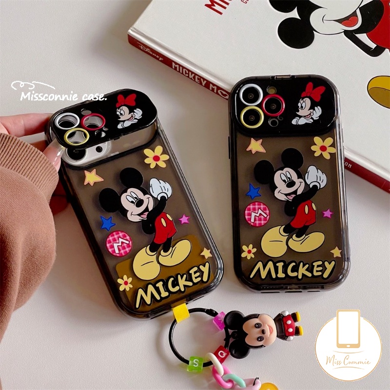 IPHONE Casing Ponsel Cermin Make Up Flip Kreatif Yang Indah Kompatibel Untuk Iphone11 12 13 14 Pro Max7 8 14 Plus XR X XS MAX SE Kartun Lucu Mickey Silicon Shockproof Soft TPU Black Case