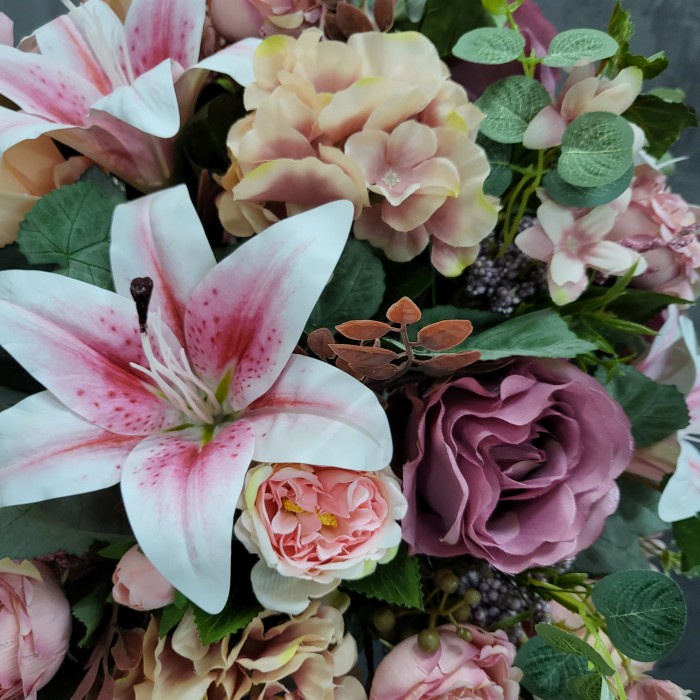 RANGKAIAN BUNGA ARTIFICIAL PREMIUM-BUNGA ROSE-LILY -BUNGA MEJA-RV347