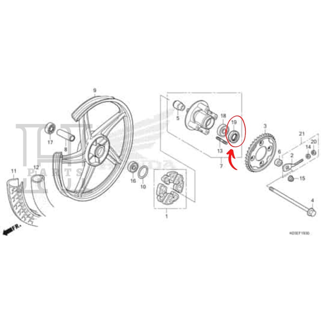 DUST SEAL PANEL RODA BELAKANG 27X40X4.5 SONIC 150R K56 &amp; SUPRA X 125 FI 91251-KGH-902 ASLI ORIGINAL AHM HGP HONDA