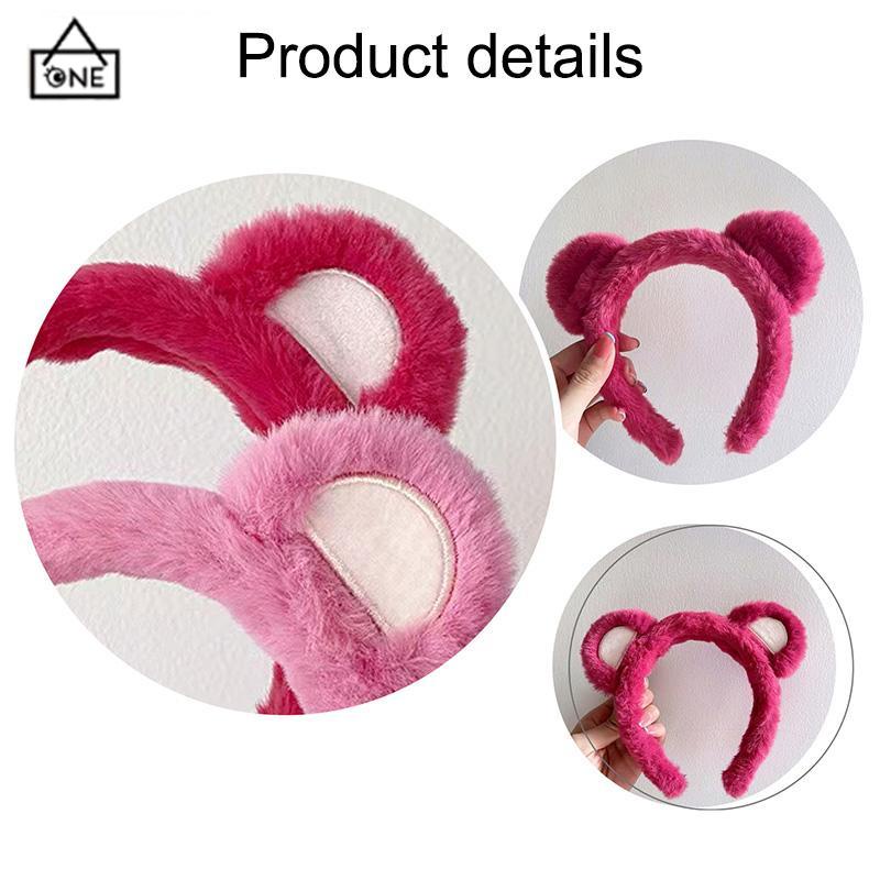 COD❤️Mewah Strawberry Bear Bando Wanita Cuci Muka Ikat Kepala Lucu Jepit Rambut Bulang-A.one