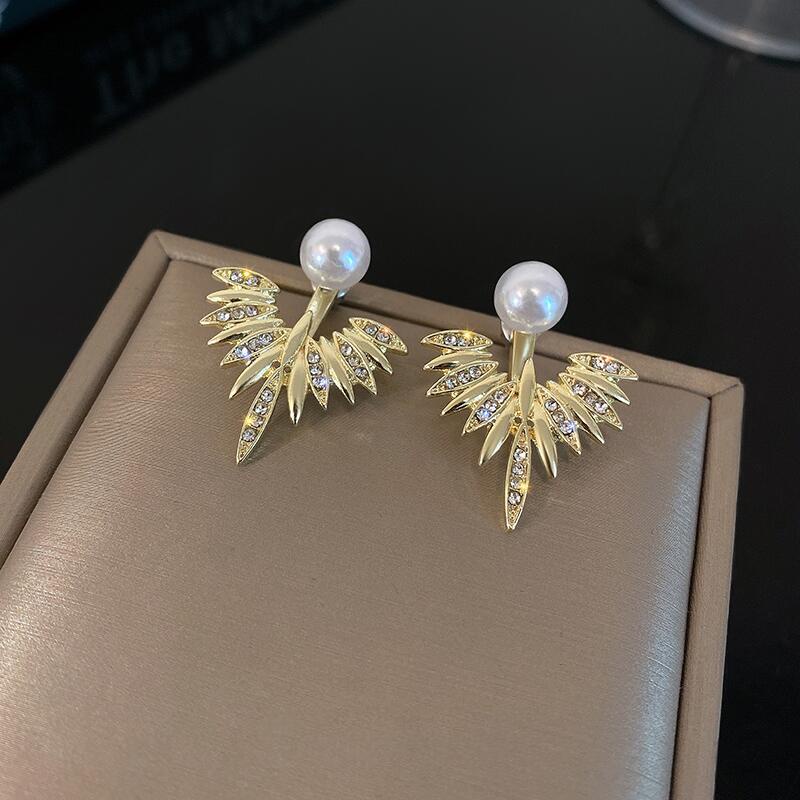 Anting Sayap Malaikat Mutiara Antik Aksesoris Berlian glitter Korea Wanita