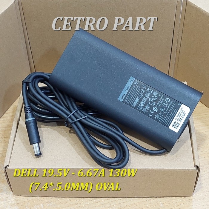 Adaptor Charger DELL 19.5v - 6.67a 130W JARUM DC 7.4*5.0mm Model OVAL -NEW