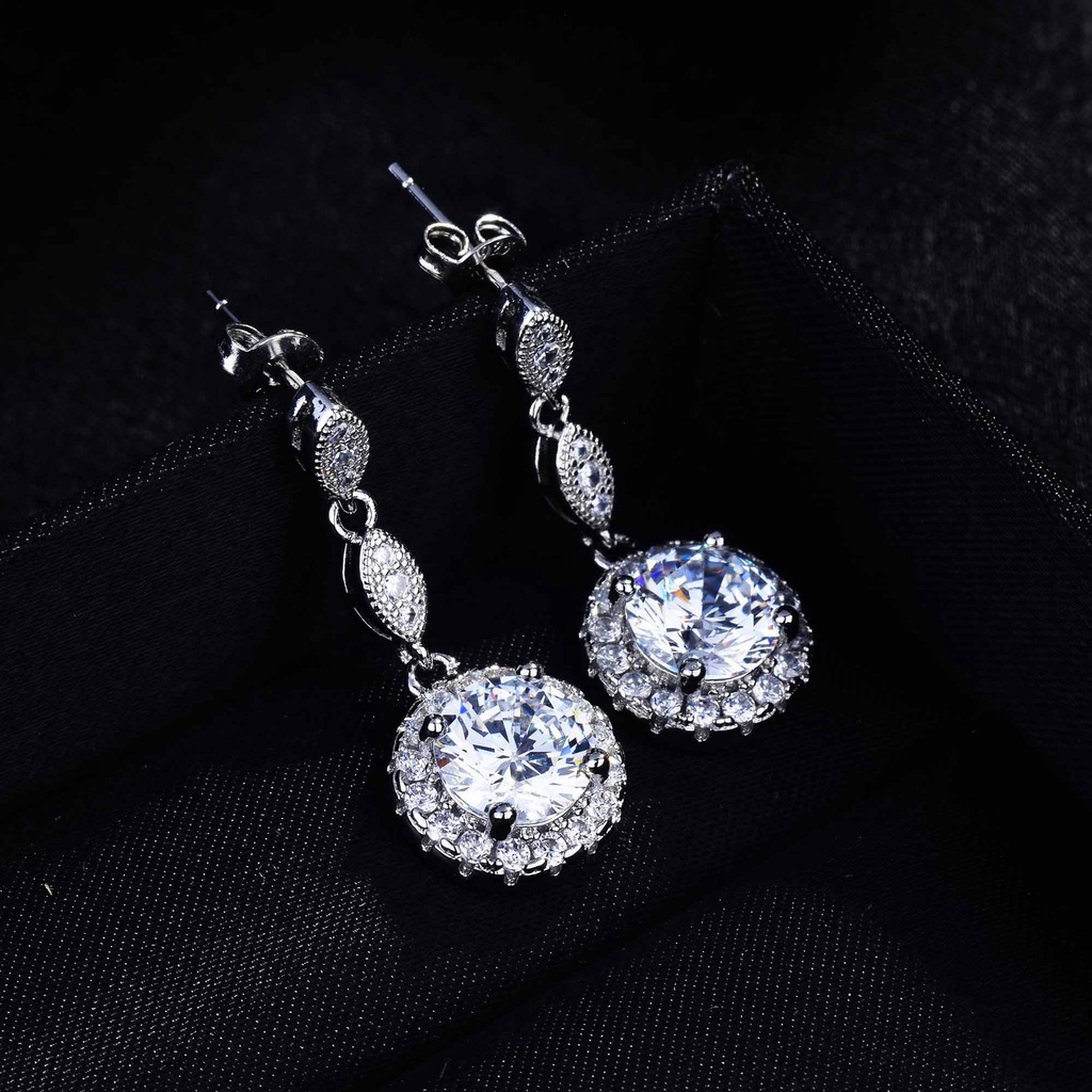 Goldkingdom Aksesoris Perhiasan Fashion Ready StockMoisan Berlian Stud Delapan Hati Delapan Panah Zirkon925 Perak Pin Stud Earrings