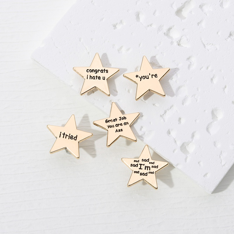 Warna Emas Bintang Enamel Pin Kreatif I Mencoba Surat Pentagram Bros Lencana Laple Pin Lucu Perhiasan Hadiah Untuk Anak-Anak Teman