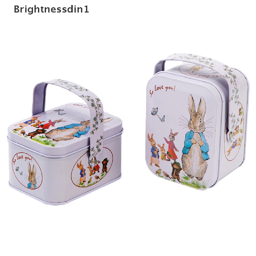 [Brightnessdin1] Vintage Tinplate Little White Rabbit Suitcase Candy Box Kotak Hadiah Penyimpanan Bisa Butik