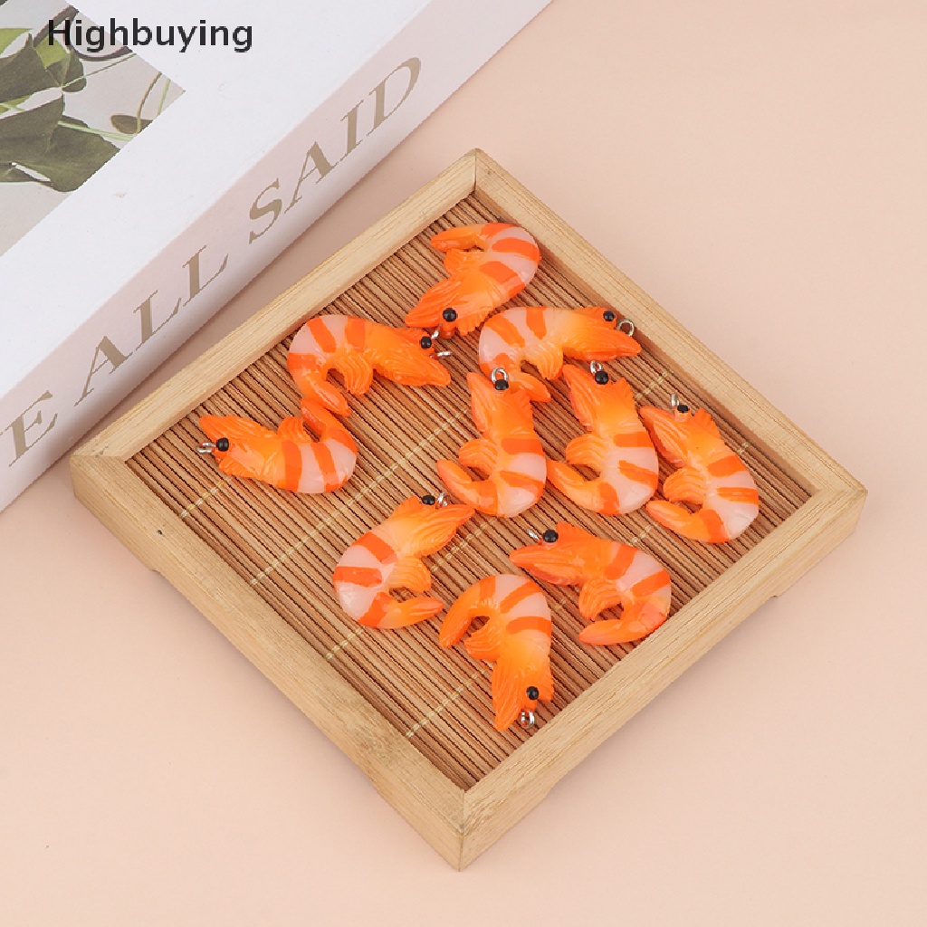 Hbid 10Pcs Ch Simulasi Udang 21x32mm Resin Liontin Untuk Anting Gelang Kalung Gantungan Kunci DIY Membuat Perhiasan Aksesoris Glory