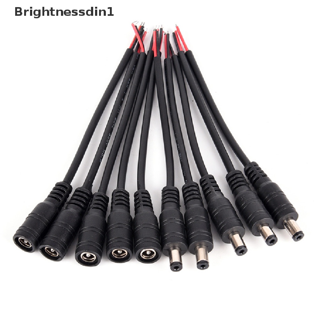 [Brightnessdin1] 5pasang Pengaman 5.5x2.1mm Male+Female DC Power Socket Plug Connector Kabel Kawat Butik