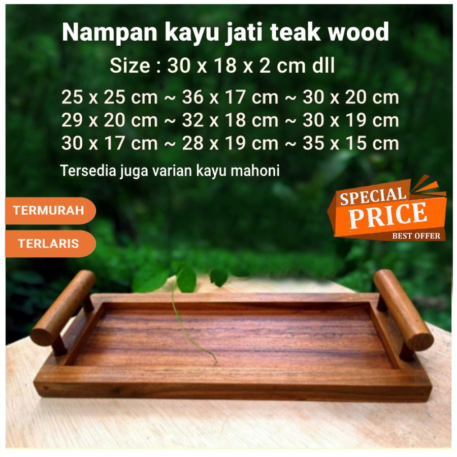Nampan kayu jati premium teak wood 30x18x2 cm wooden tray nampan kayu  | nampan kayu jati | nampan j