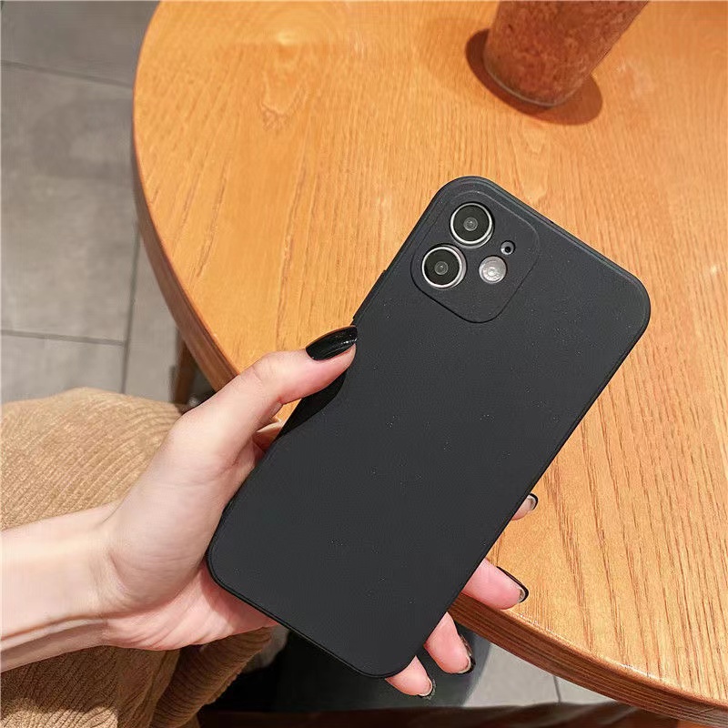 Square Case VIVO Y12S Y20S Y20i Y11 Y12i Y15 Y17 Y50 Y30i V15 S1 Pro Y83 Y81S V9 Z1 Y93 Y91C Y91i Y15S Y15A Silikon Cair Soft TPU Case Hitam