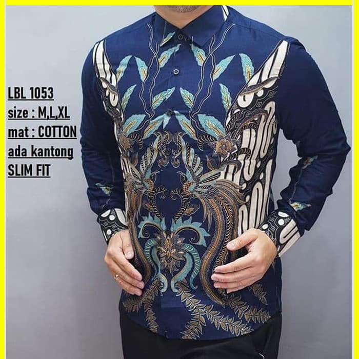 KEMEJA PRIA BATIK LENGAN PANJANG HEM BAHAN KATUN HALUS 40S LBL 1053 MEWAH PREMIUM BAJU ELEGANT SIZE M L XL  SKU MS JAKARTA